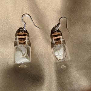 White bottle earrings